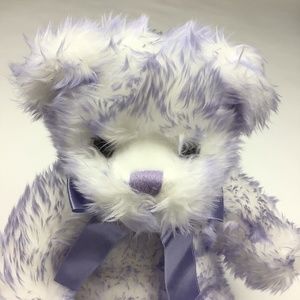 2002 Build A Bear Nikki's Bear Purple Lavender Ribbon Cancer Awareness Plush Toy